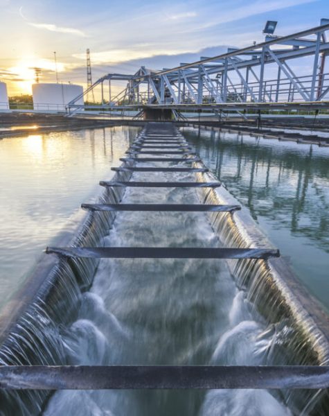 Water Treatment Plant process at sunset
