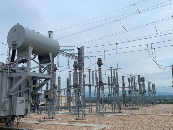 A high-voltage (HV) substation