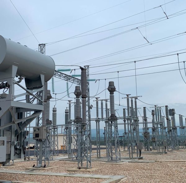 A high-voltage (HV) substation