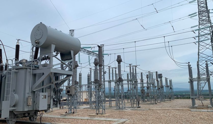 A high-voltage (HV) substation
