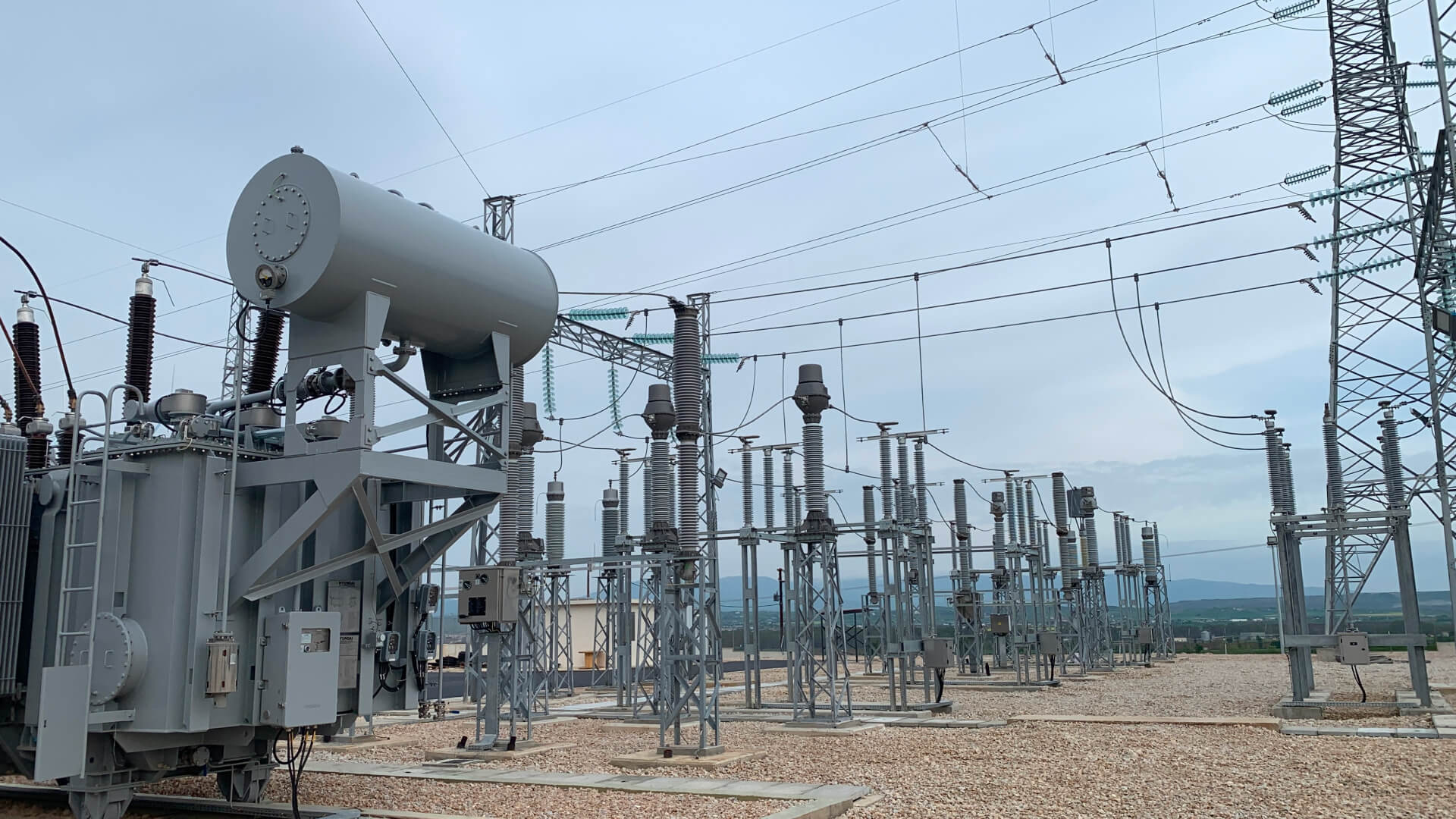 A high-voltage (HV) substation